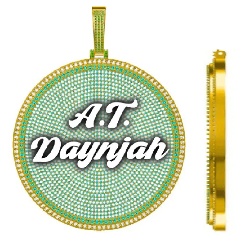 CUSTOM LETTER NECKLACE 3D BIG DISC sold by The GUU Shop