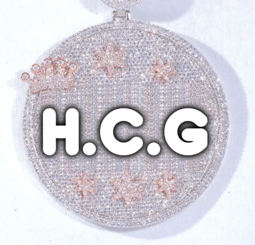 CUSTOM LETTER NECKLACE 3D BIG CROWN DISC sold by The GUU Shop