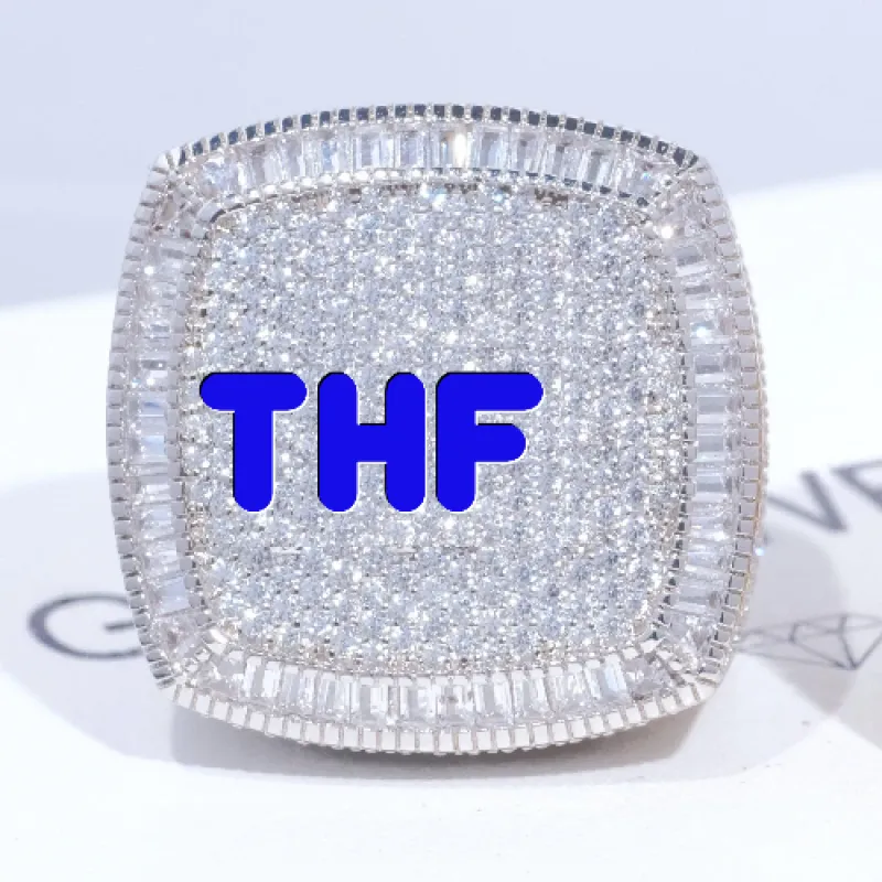 CUSTOM LETTER 3D ICED RING sold by The GUU Shop