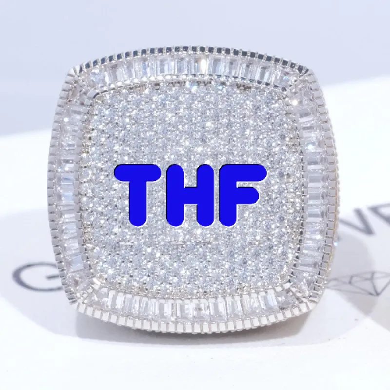 CUSTOM LETTER 3D ICED RING sold by The GUU Shop