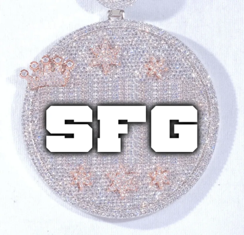 CUSTOM LETTER NECKLACE 3D BIG CROWN DISC sold by The GUU Shop