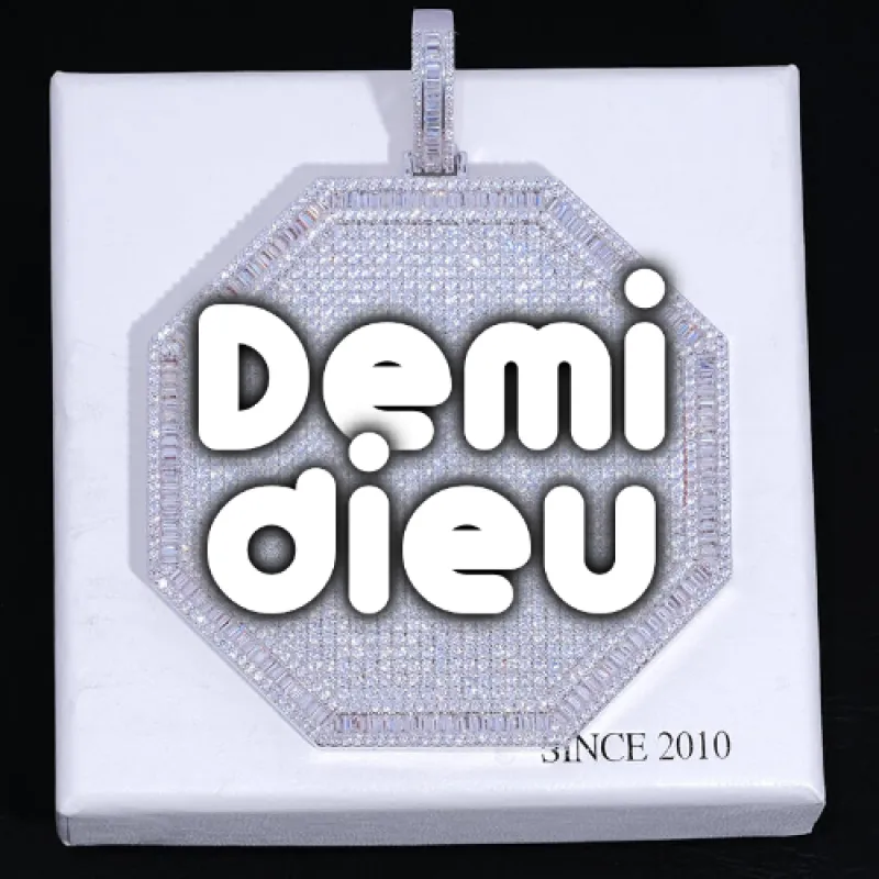 CUSTOM LETTER NECKLACE 3D BIG OCTAGON sold by The GUU Shop