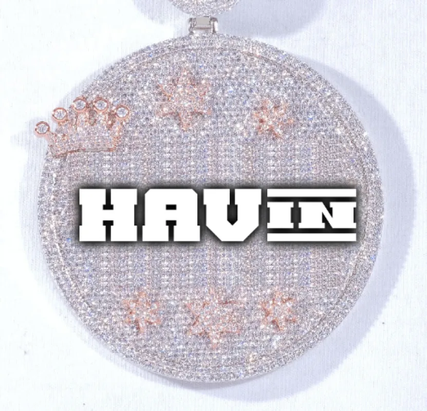 CUSTOM LETTER NECKLACE 3D BIG CROWN DISC sold by The GUU Shop