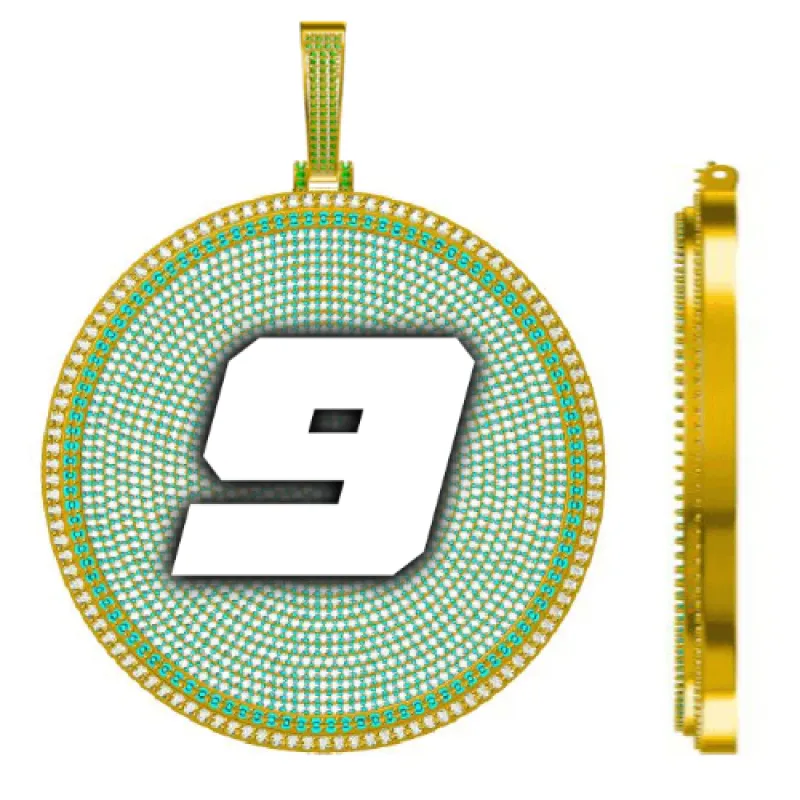 CUSTOM LETTER NECKLACE 3D BIG DISC sold by The GUU Shop