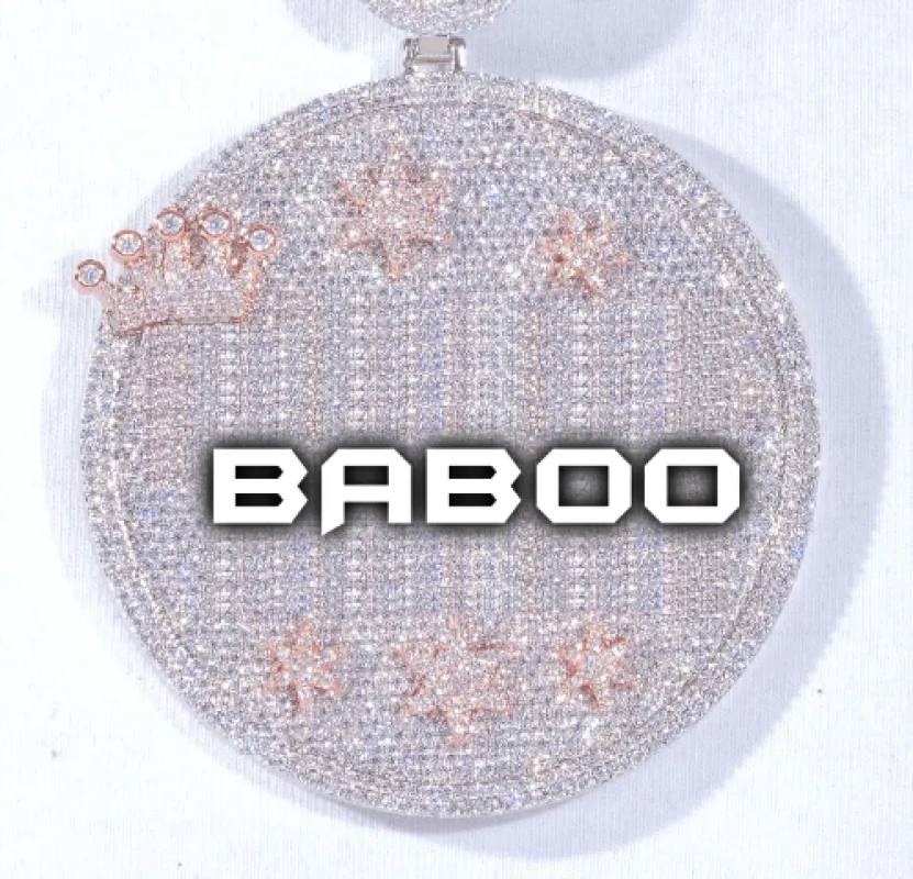 CUSTOM LETTER NECKLACE 3D BIG CROWN DISC sold by The GUU Shop