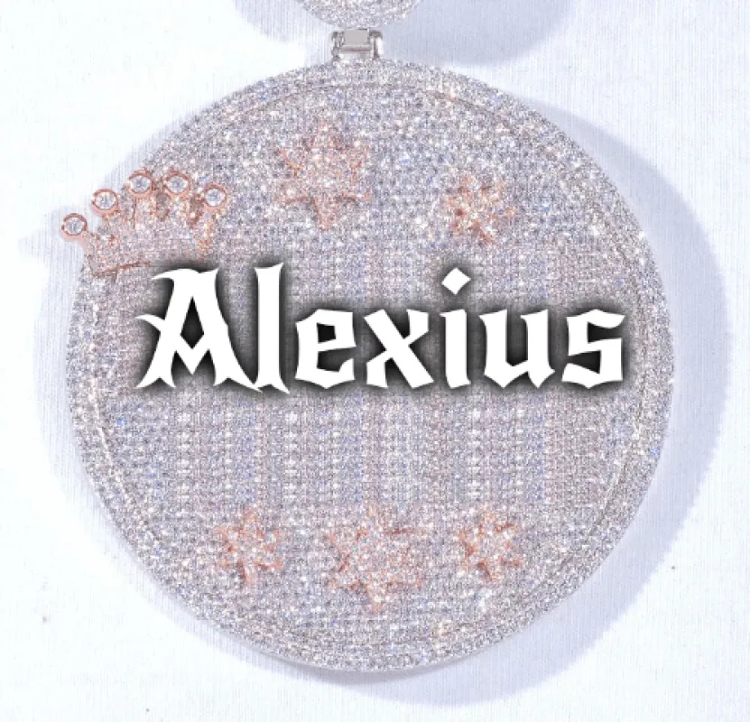 CUSTOM LETTER NECKLACE 3D BIG CROWN DISC sold by The GUU Shop