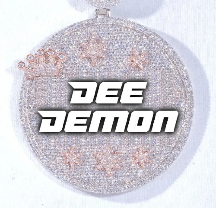 CUSTOM LETTER NECKLACE 3D BIG CROWN DISC sold by The GUU Shop