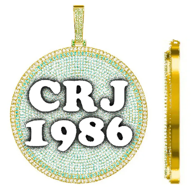 CUSTOM LETTER NECKLACE 3D BIG DISC sold by The GUU Shop