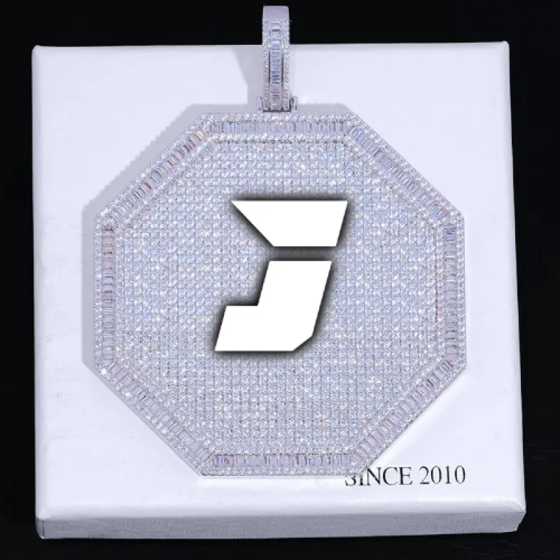 CUSTOM LETTER NECKLACE 3D BIG OCTAGON sold by The GUU Shop