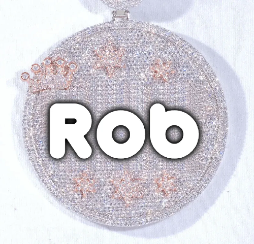 CUSTOM LETTER NECKLACE 3D BIG CROWN DISC sold by The GUU Shop