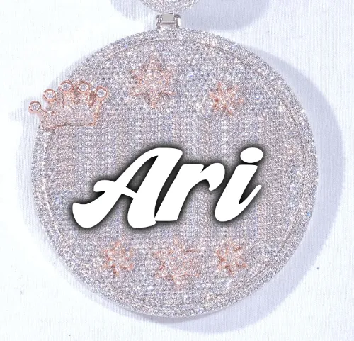 CUSTOM LETTER NECKLACE 3D BIG CROWN DISC sold by The GUU Shop