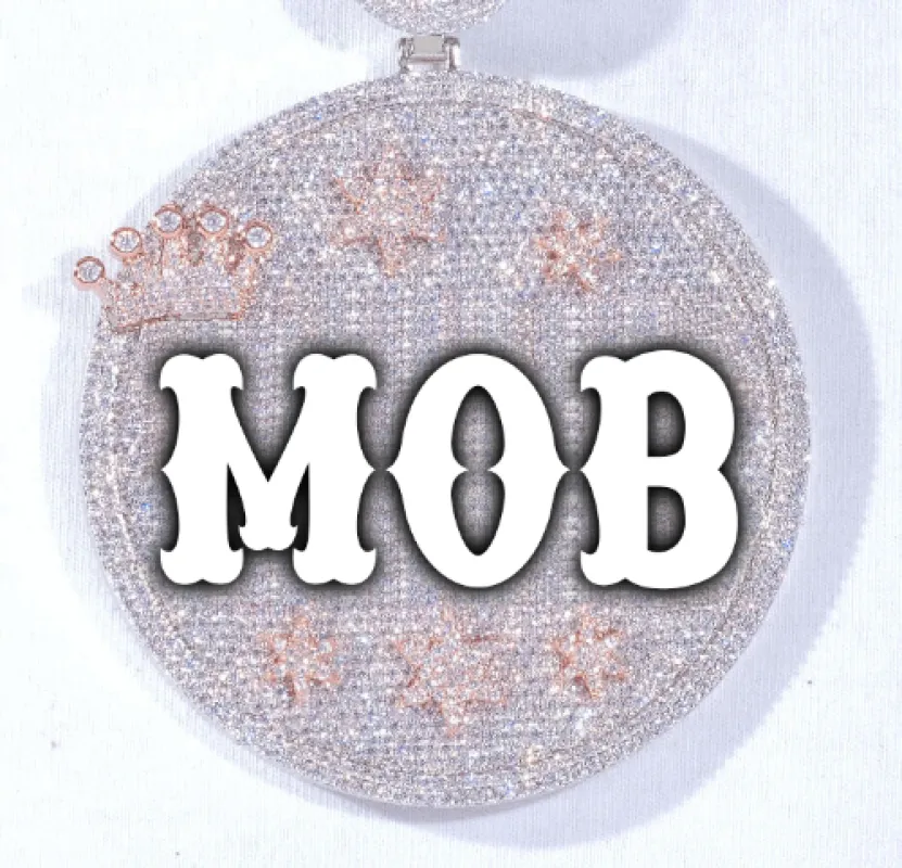 CUSTOM LETTER NECKLACE 3D BIG CROWN DISC sold by The GUU Shop