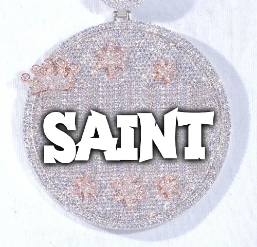 CUSTOM LETTER NECKLACE 3D BIG CROWN DISC sold by The GUU Shop