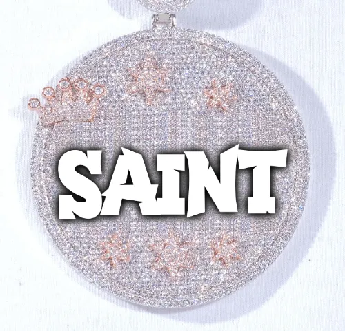 CUSTOM LETTER NECKLACE 3D BIG CROWN DISC sold by The GUU Shop