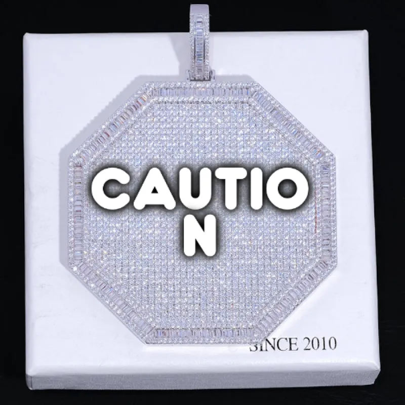 CUSTOM LETTER NECKLACE 3D BIG OCTAGON sold by The GUU Shop