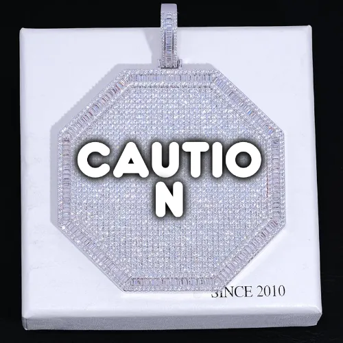 CUSTOM LETTER NECKLACE 3D BIG OCTAGON sold by The GUU Shop