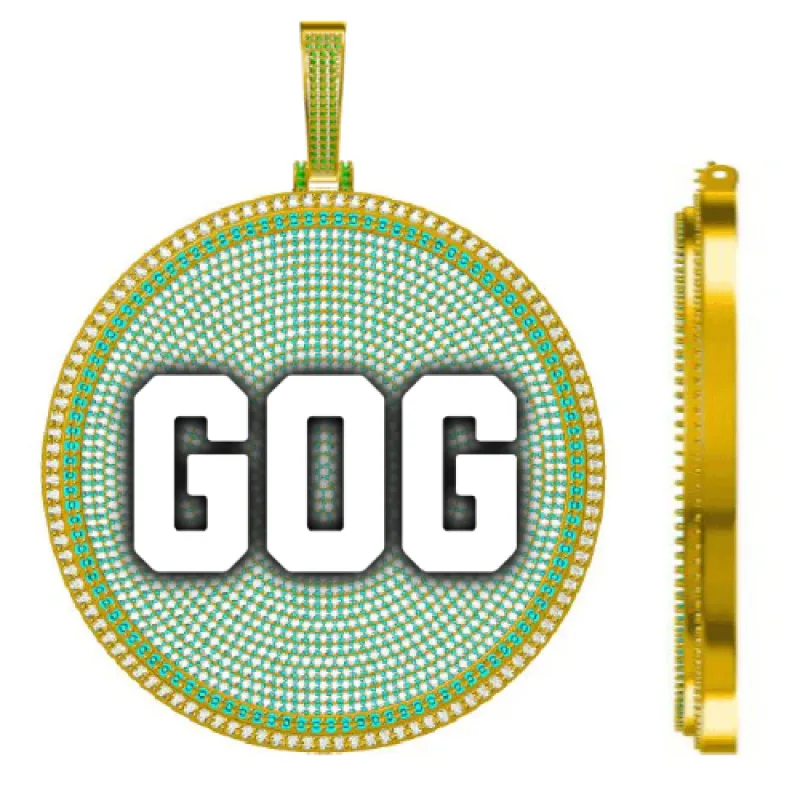 CUSTOM LETTER NECKLACE 3D BIG DISC sold by The GUU Shop