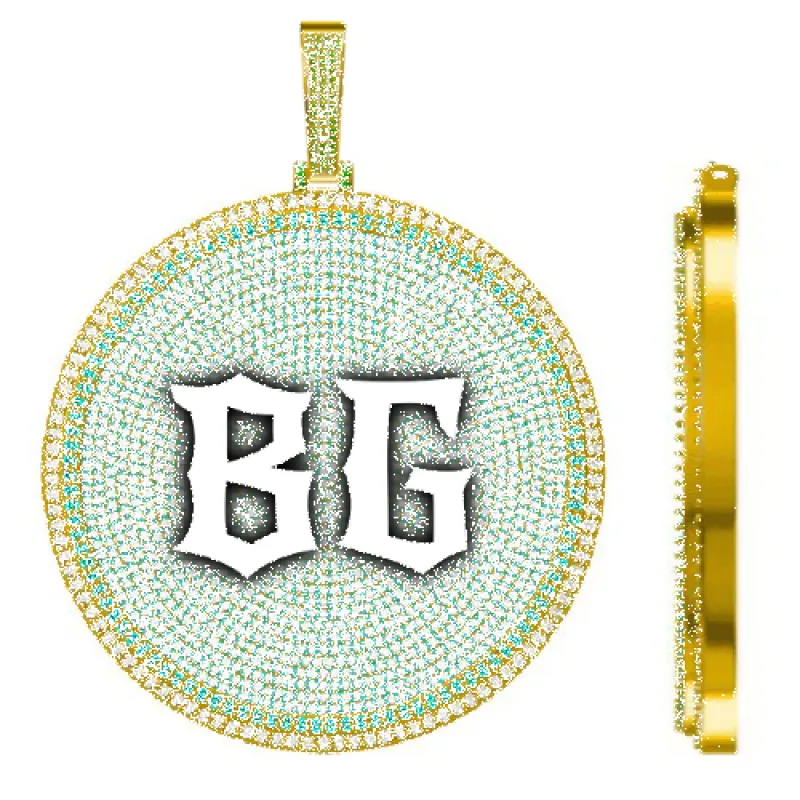 CUSTOM LETTER NECKLACE 3D BIG DISC sold by The GUU Shop