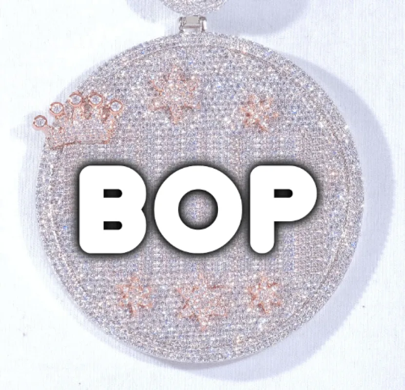 CUSTOM LETTER NECKLACE 3D BIG CROWN DISC sold by The GUU Shop