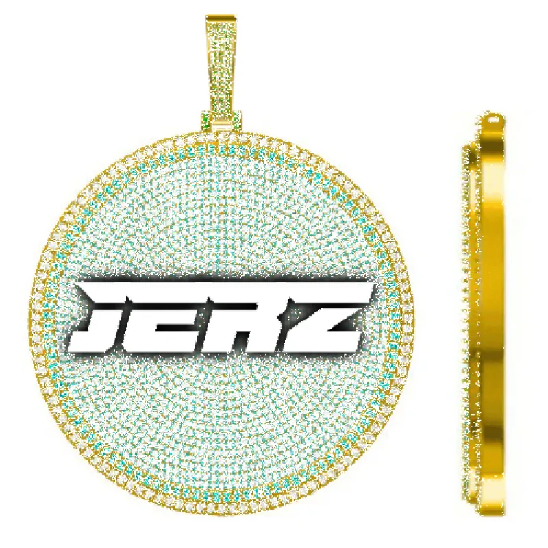 CUSTOM LETTER NECKLACE 3D BIG DISC sold by The GUU Shop