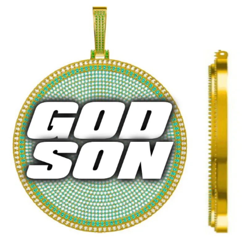 CUSTOM LETTER NECKLACE 3D BIG DISC sold by The GUU Shop