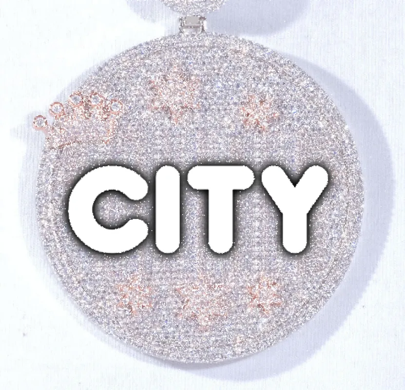 CUSTOM LETTER NECKLACE 3D BIG CROWN DISC sold by The GUU Shop