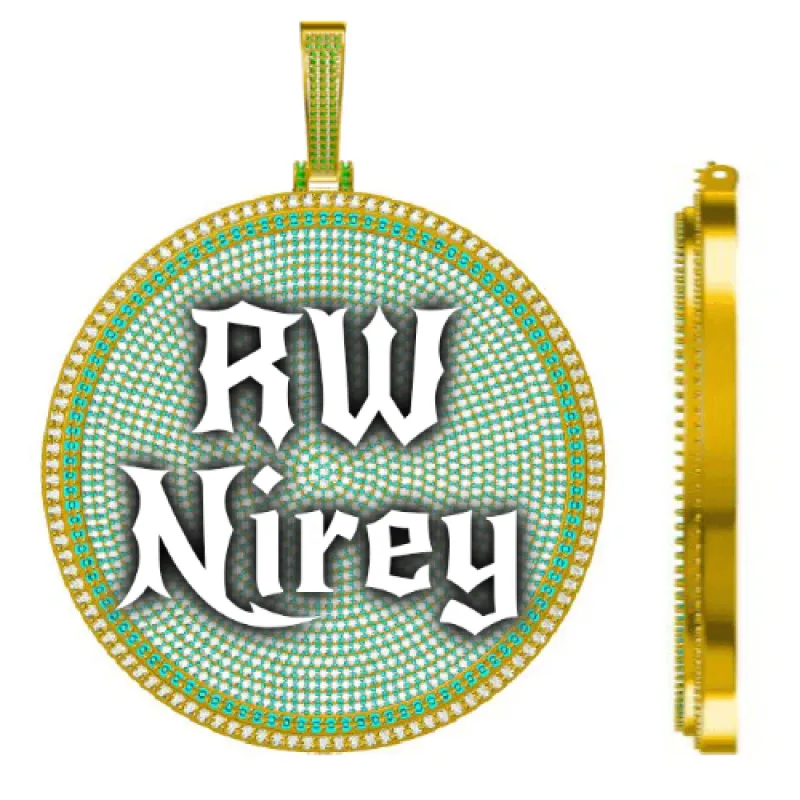 CUSTOM LETTER NECKLACE 3D BIG DISC sold by The GUU Shop