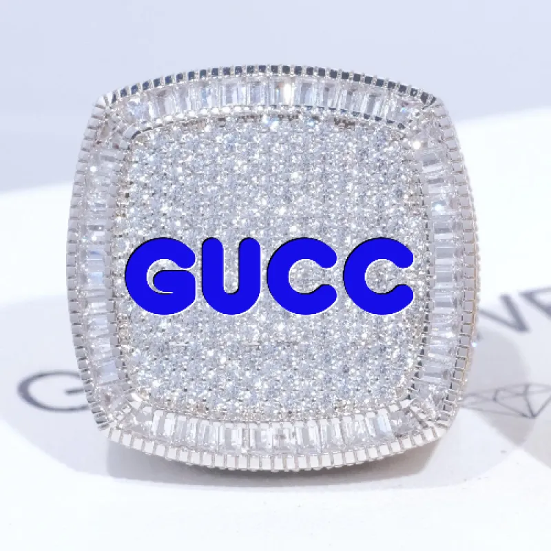 CUSTOM LETTER 3D ICED RING sold by The GUU Shop