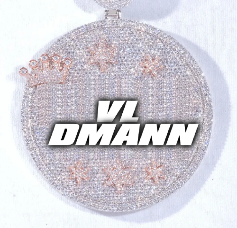 CUSTOM LETTER NECKLACE 3D BIG CROWN DISC sold by The GUU Shop