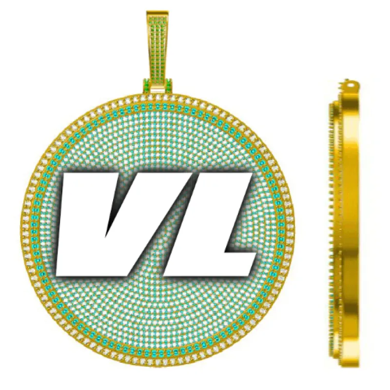 CUSTOM LETTER NECKLACE 3D BIG DISC sold by The GUU Shop