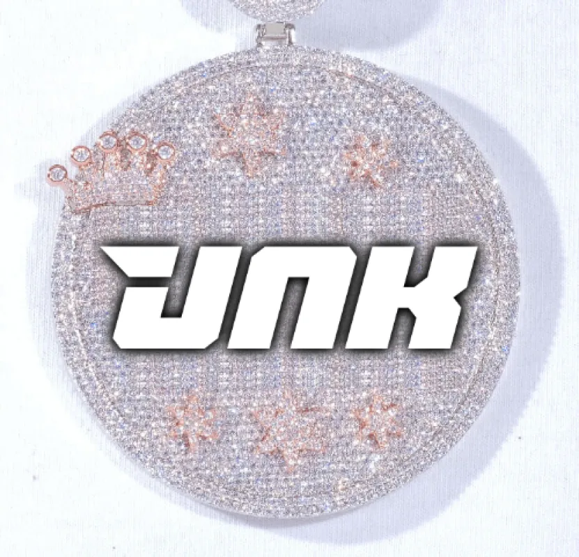 CUSTOM LETTER NECKLACE 3D BIG CROWN DISC sold by The GUU Shop