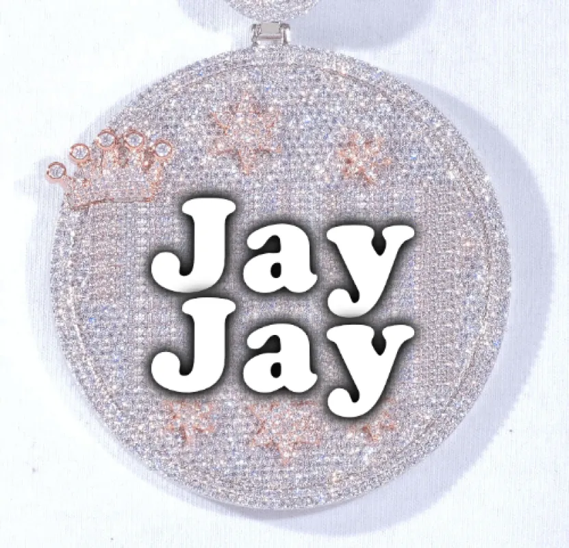 CUSTOM LETTER NECKLACE 3D BIG CROWN DISC sold by The GUU Shop