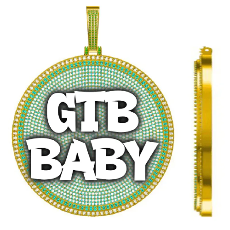 CUSTOM LETTER NECKLACE 3D BIG DISC sold by The GUU Shop