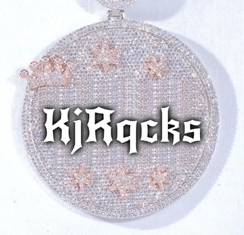 CUSTOM LETTER NECKLACE 3D BIG CROWN DISC sold by The GUU Shop