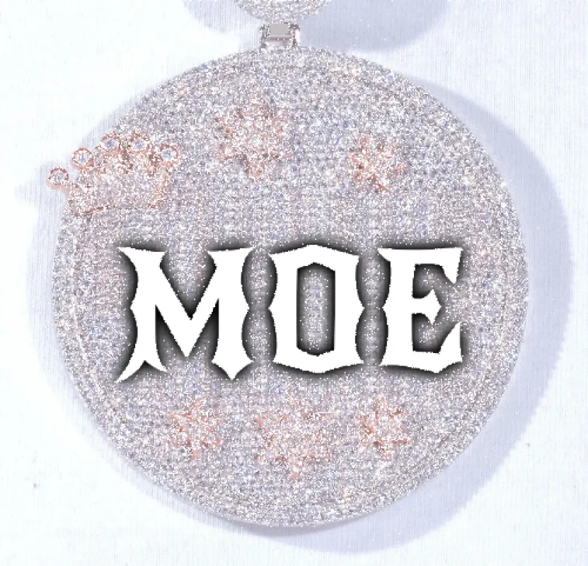 CUSTOM LETTER NECKLACE 3D BIG CROWN DISC sold by The GUU Shop