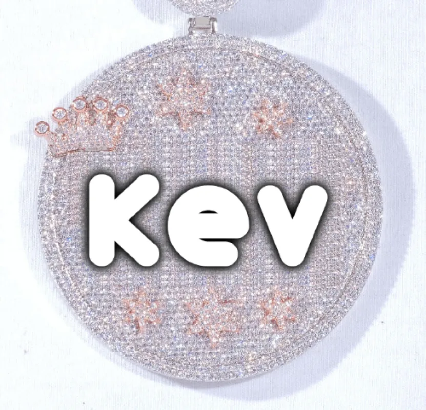 CUSTOM LETTER NECKLACE 3D BIG CROWN DISC sold by The GUU Shop