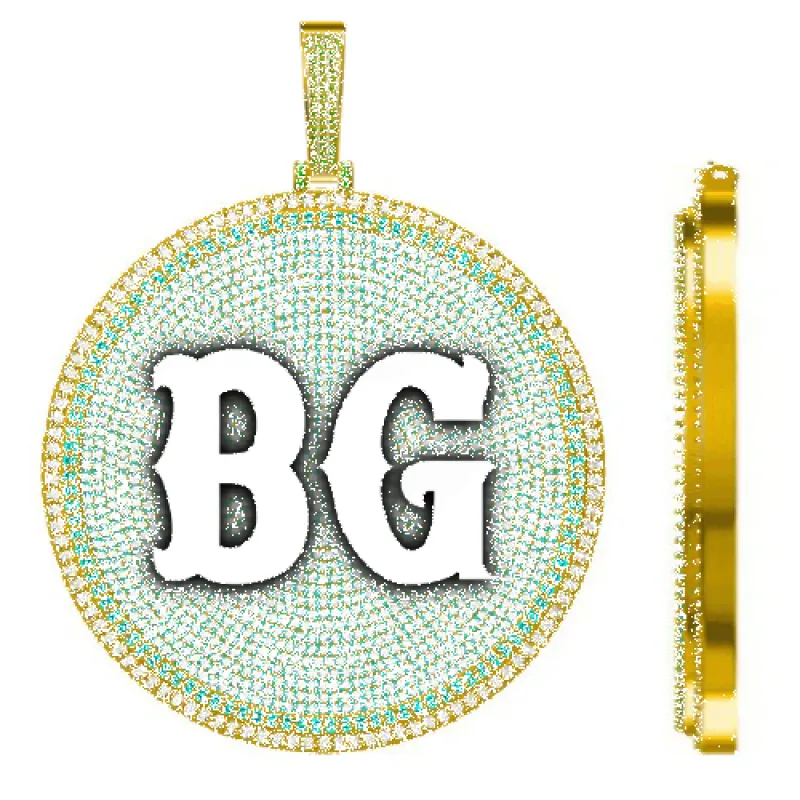 CUSTOM LETTER NECKLACE 3D BIG DISC sold by The GUU Shop