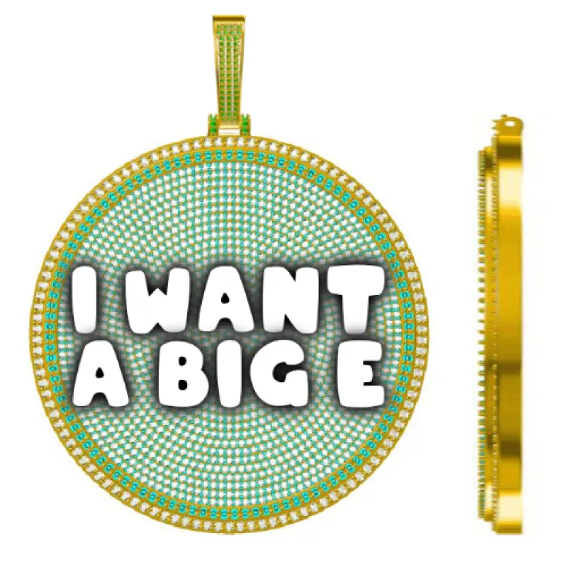 CUSTOM LETTER NECKLACE 3D BIG DISC sold by The GUU Shop