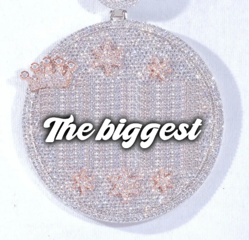 CUSTOM LETTER NECKLACE 3D BIG CROWN DISC sold by The GUU Shop