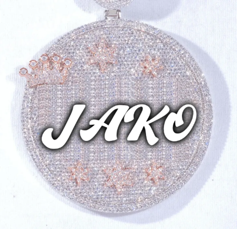 CUSTOM LETTER NECKLACE 3D BIG CROWN DISC sold by The GUU Shop