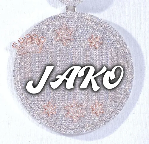 CUSTOM LETTER NECKLACE 3D BIG CROWN DISC sold by The GUU Shop