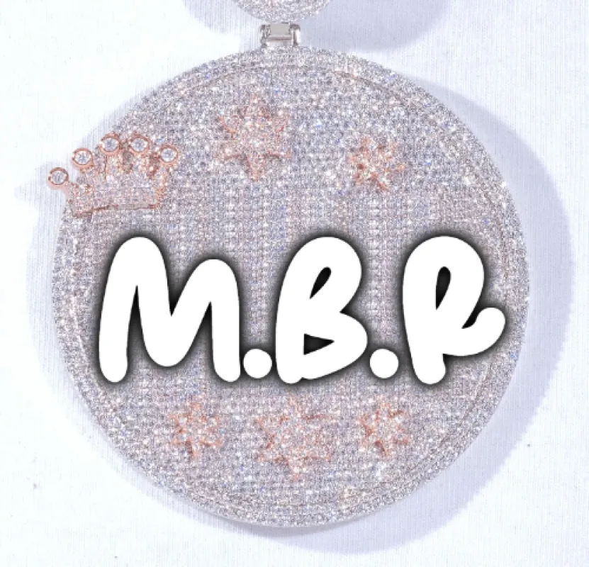 CUSTOM LETTER NECKLACE 3D BIG CROWN DISC sold by The GUU Shop