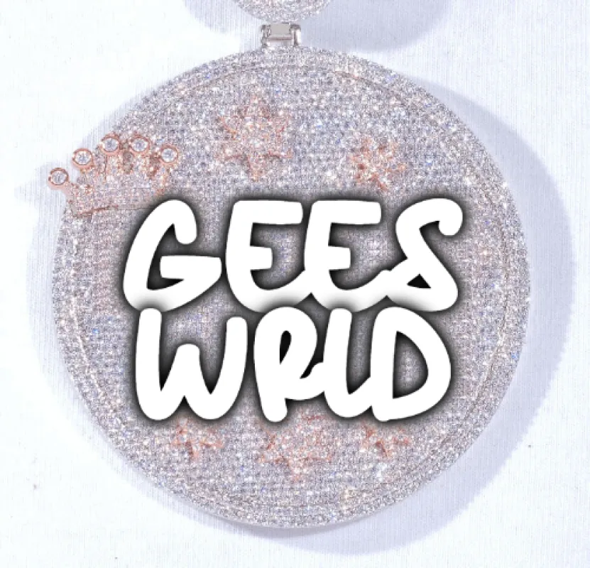 CUSTOM LETTER NECKLACE 3D BIG CROWN DISC sold by The GUU Shop