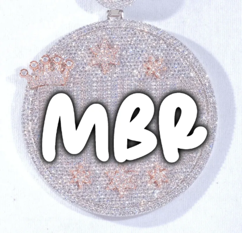 CUSTOM LETTER NECKLACE 3D BIG CROWN DISC sold by The GUU Shop