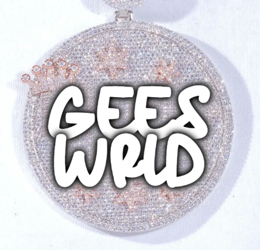 CUSTOM LETTER NECKLACE 3D BIG CROWN DISC sold by The GUU Shop