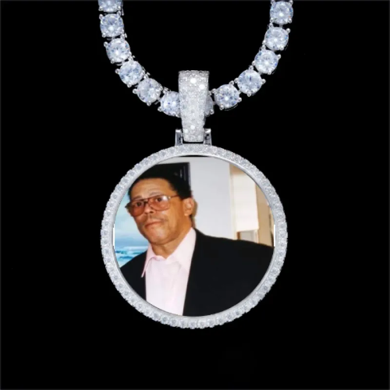 925S & VVS Moissanite 3D Circle Custom Picture Pendant sold by The GUU Shop