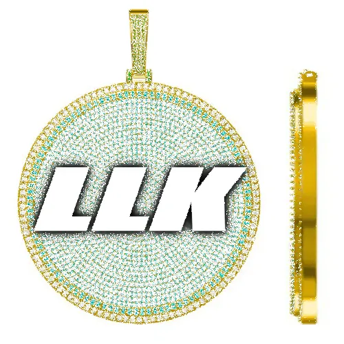 CUSTOM LETTER NECKLACE 3D BIG DISC sold by The GUU Shop