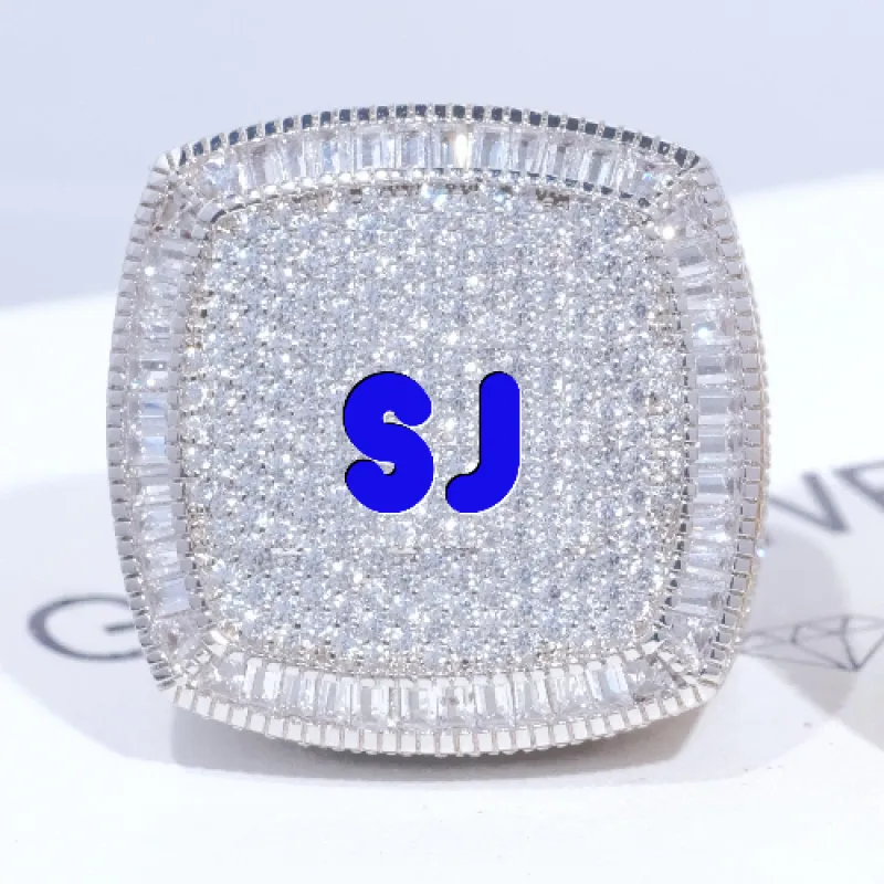 CUSTOM LETTER 3D ICED RING sold by The GUU Shop