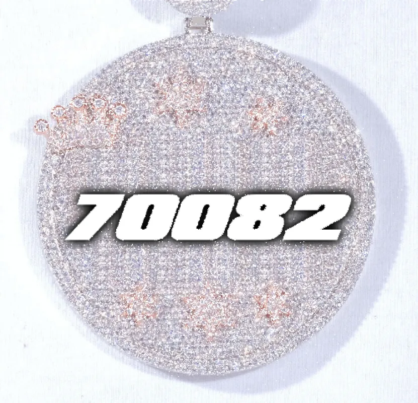 CUSTOM LETTER NECKLACE 3D BIG CROWN DISC sold by The GUU Shop