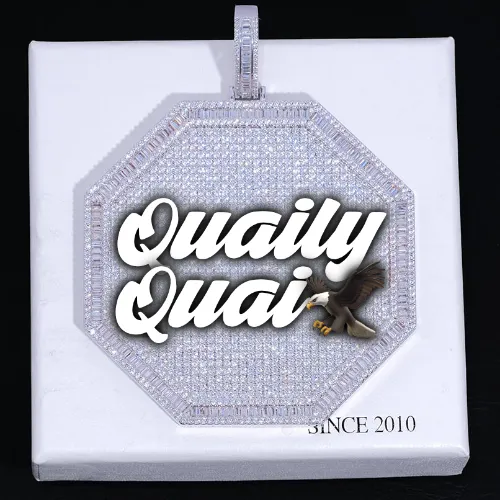 CUSTOM LETTER NECKLACE 3D BIG OCTAGON sold by The GUU Shop